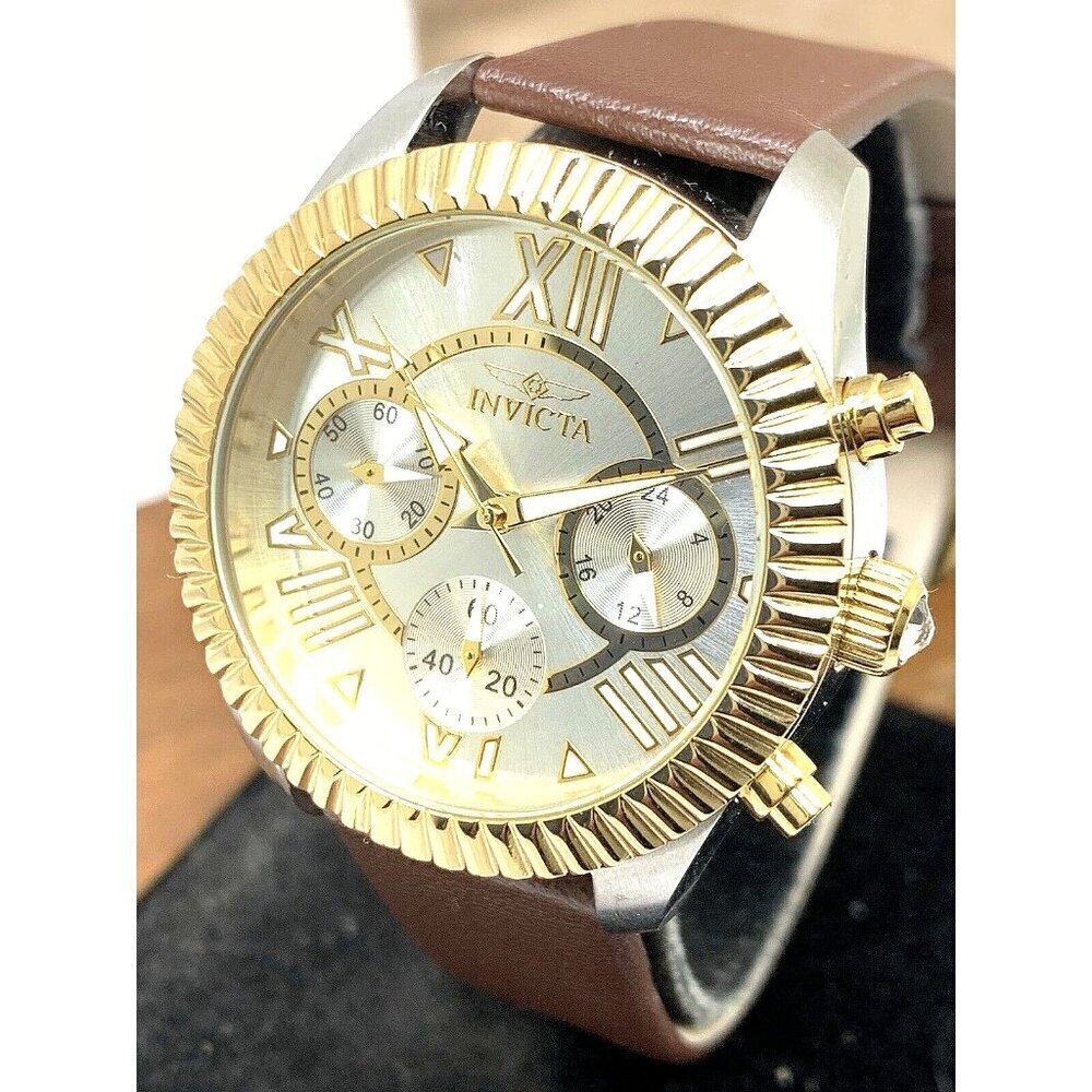 Invicta Women's Watch 21425 Angel Quartz Chronograph Brown Leather Strap 36mm